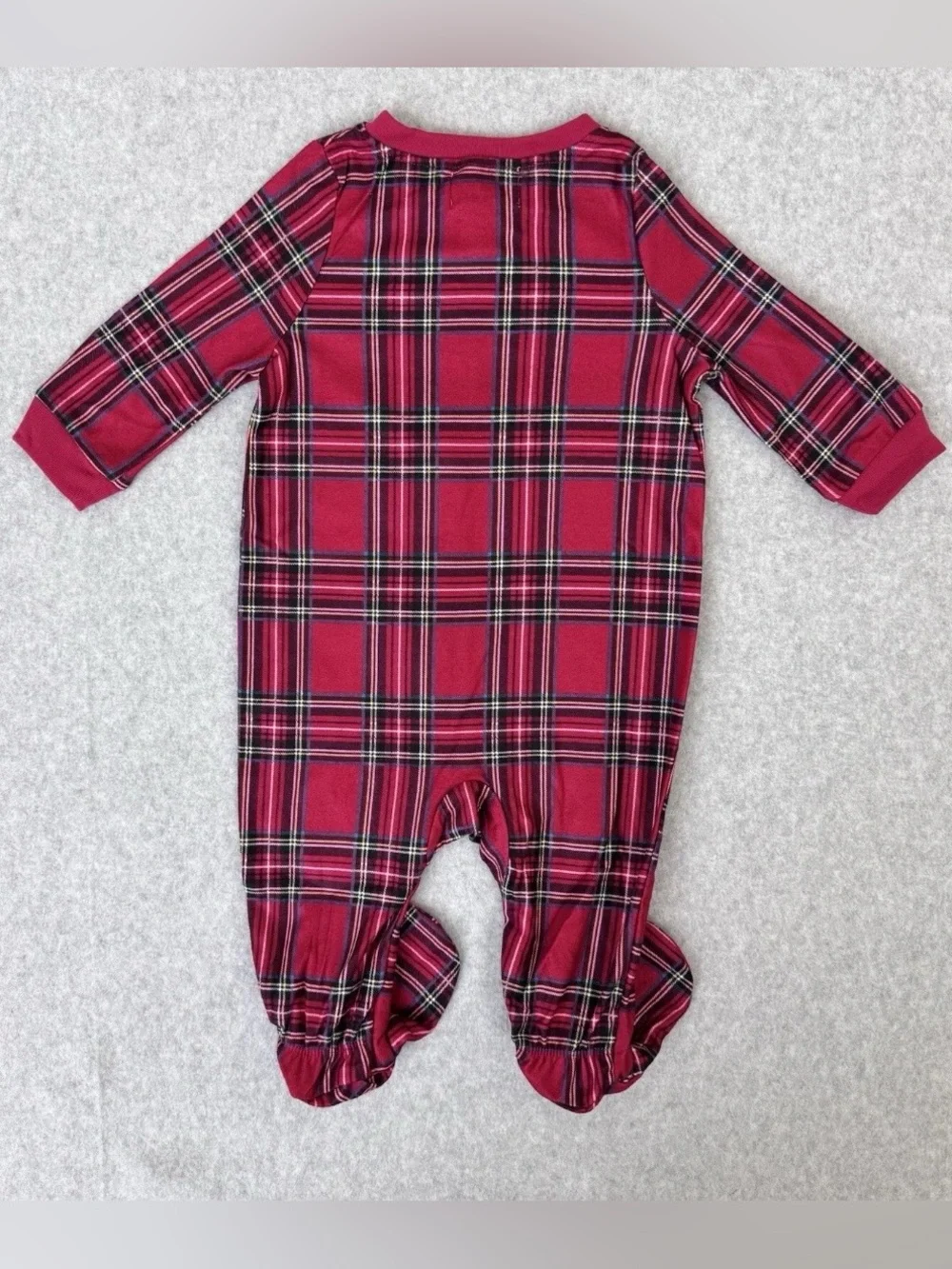 Lanz Of Salzburg One Piece Sleeper Pajamas 6-9 Months Baby Red Tartan Plaid